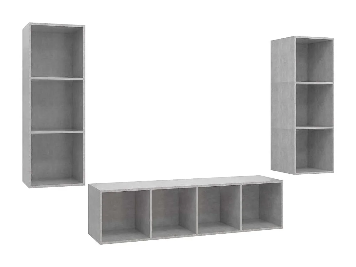 Ensemble de meuble TV | Banc TV | Armoire TV 3 pcs Gris béton Bois d'ingénierie