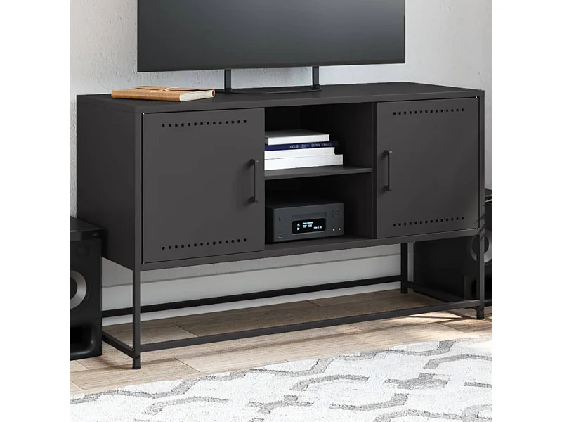 Mueble para TV  | Gabinete de TV |  Mueble de salón de acero negro 100,5x39x60,5 cm