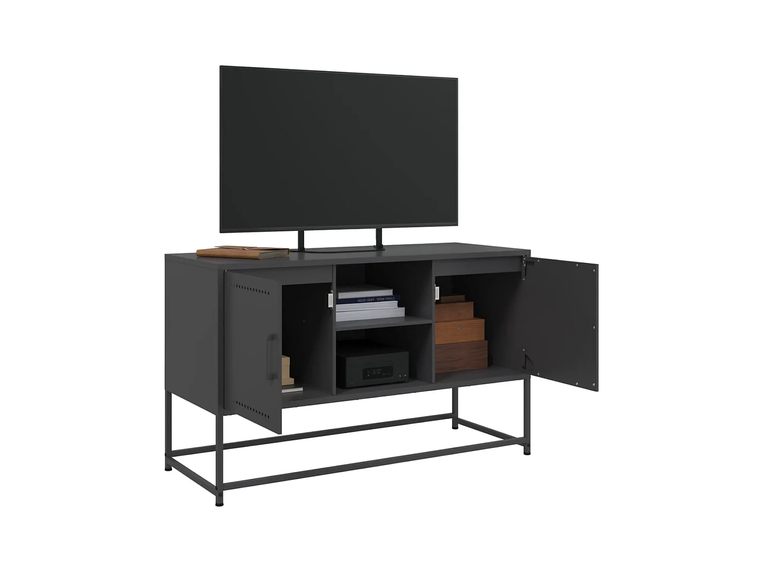 Mueble para TV  | Gabinete de TV |  Mueble de salón de acero negro 100,5x39x60,5 cm