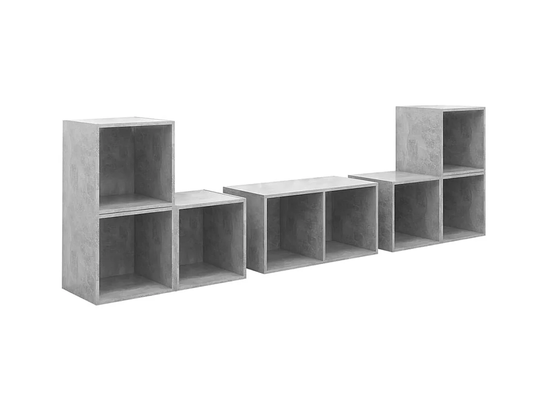 Muebles de salón | Gabinetes de TV |  Muebles de TV 6 piezas madera de ingeniería gris hormigón
