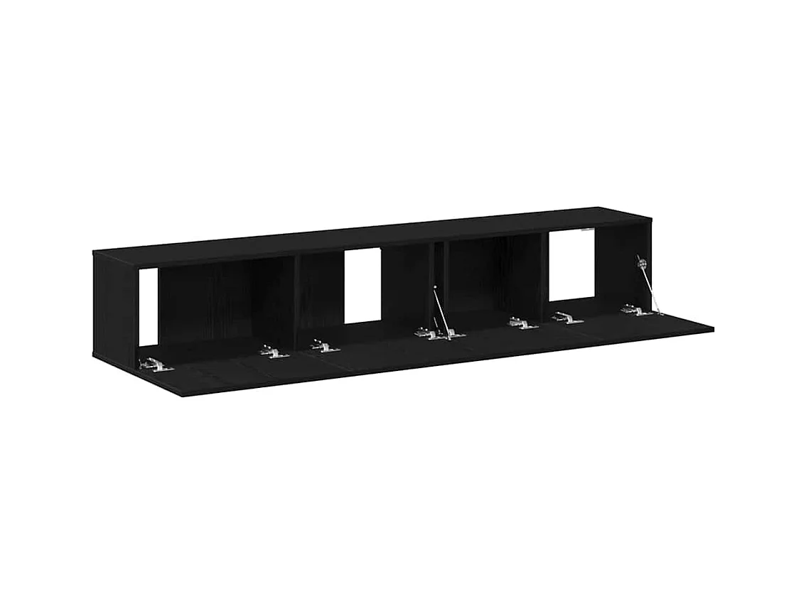 Ensemble meuble TV | Banc TV | Armoire TV 2 pièces en aggloméré noir