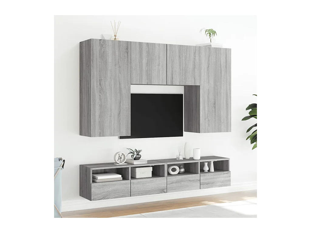Muebles de pared para TV | Gabinetes de TV |  Muebles de salón 2 uds madera gris Sonoma 100x30x30 cm