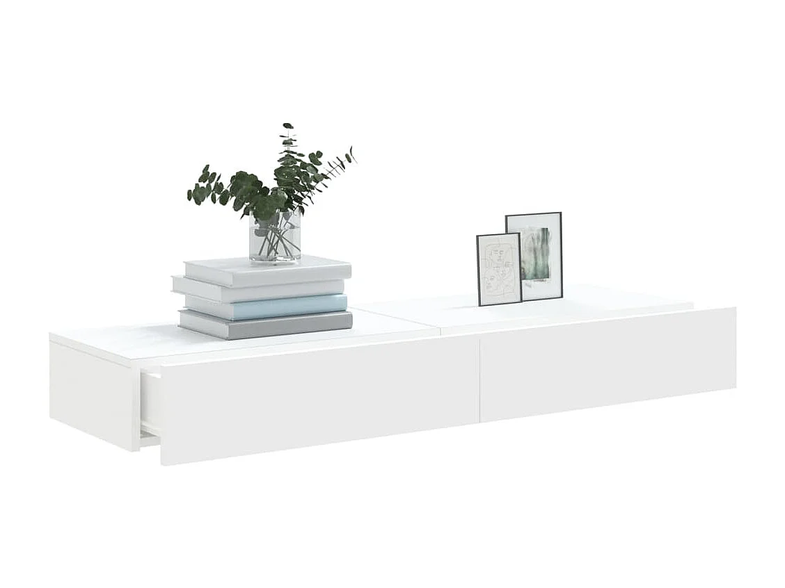 Meubles TV | Bancs TV | Armoires TV avec éclairage LED 2 pcs blanc 60x35x15,5 cm