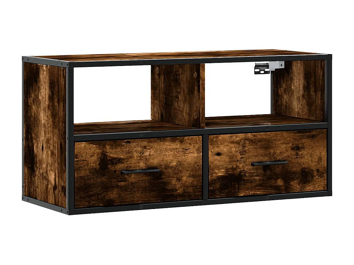Tv-meubel | Tv-Bank | TV-kast80x31x39,5cm bewerkt hout metaal gerookt eikenkleurig