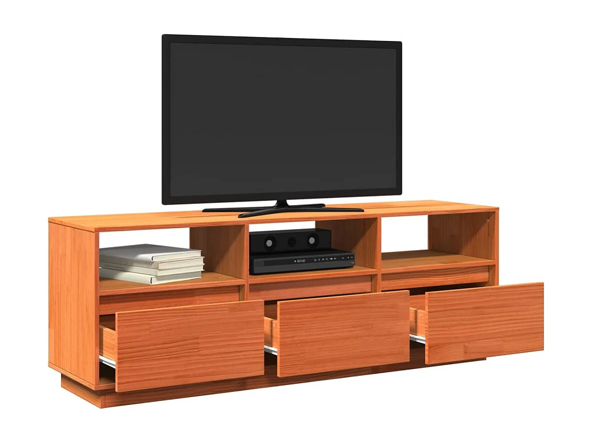Meuble TV | Banc TV | Armoire TV cire marron 140x37x50 cm bois pin massif