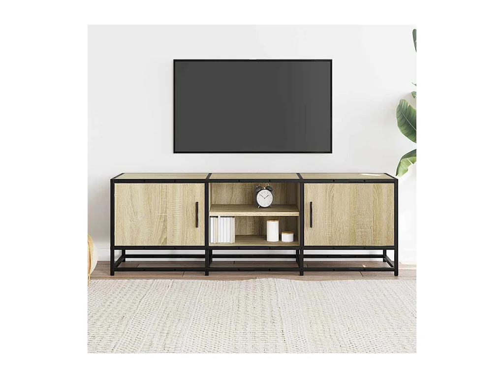 Tv-meubel | Tv-Bank | TV-kast120x35x41 cm bewerkt hout metaal sonoma eikenkleurig
