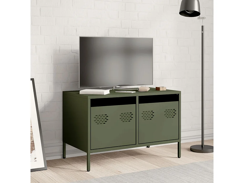 Meuble TV | Banc TV | Armoire TV vert olive 68x39x43,5 cm acier laminé à froid