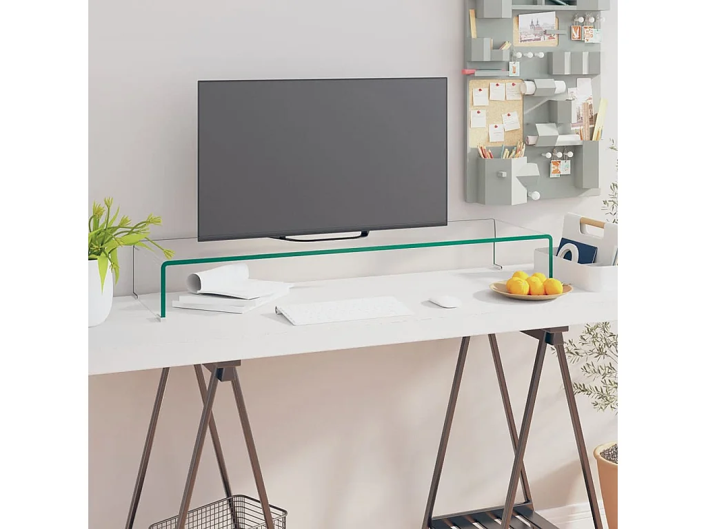 Meuble TV | Banc TV | Armoire TV,pour moniteur 100x30x13 cm verre transparent