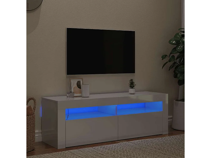 Mueble de TV | Mueble de salón con luces LED blanco brillante 120x35x40 cm