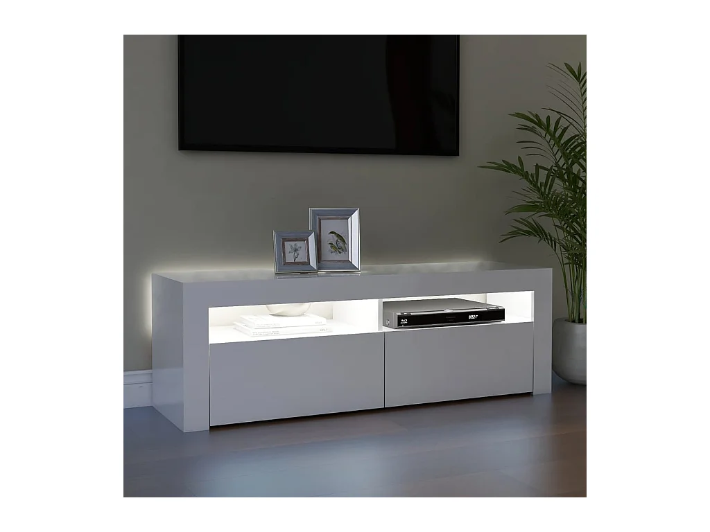 Mueble de TV | Mueble de salón con luces LED blanco brillante 120x35x40 cm