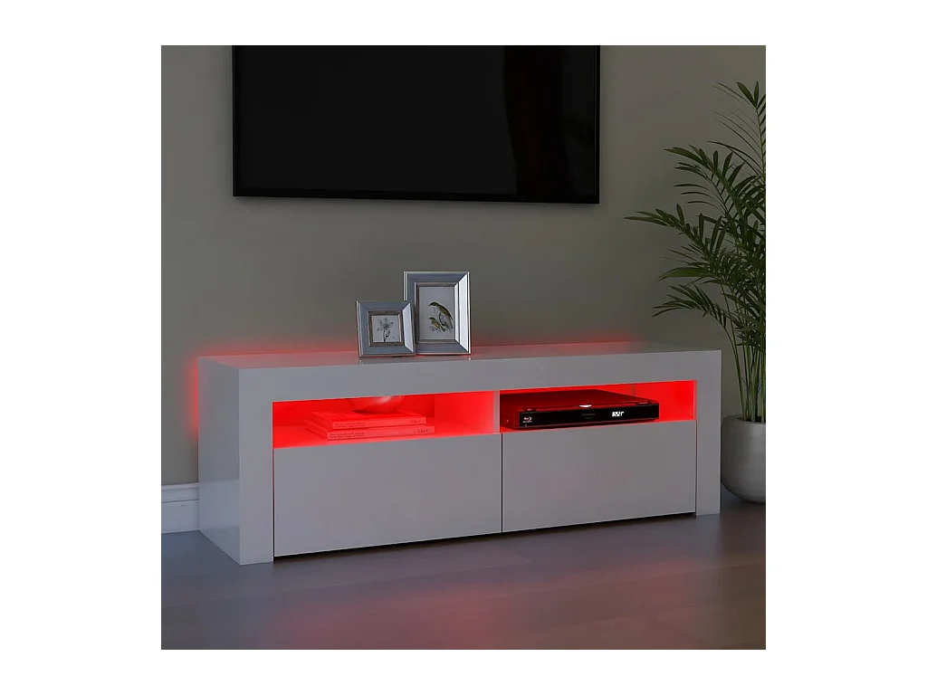 Mueble de TV | Mueble de salón con luces LED blanco brillante 120x35x40 cm