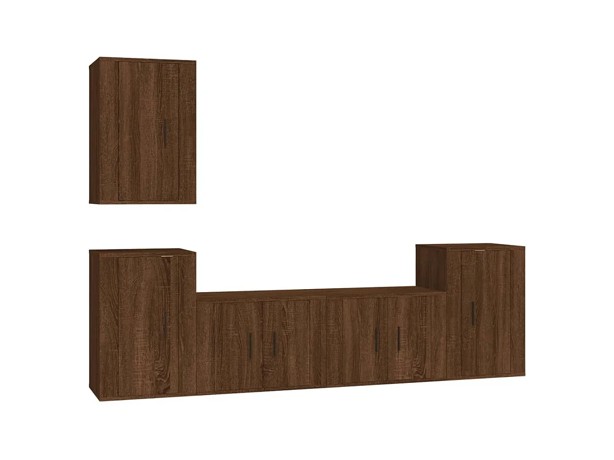 Set de muebles para TV  | Gabinetes de TV |  Muebles de salón 5 pzas madera contrachapada roble marrón