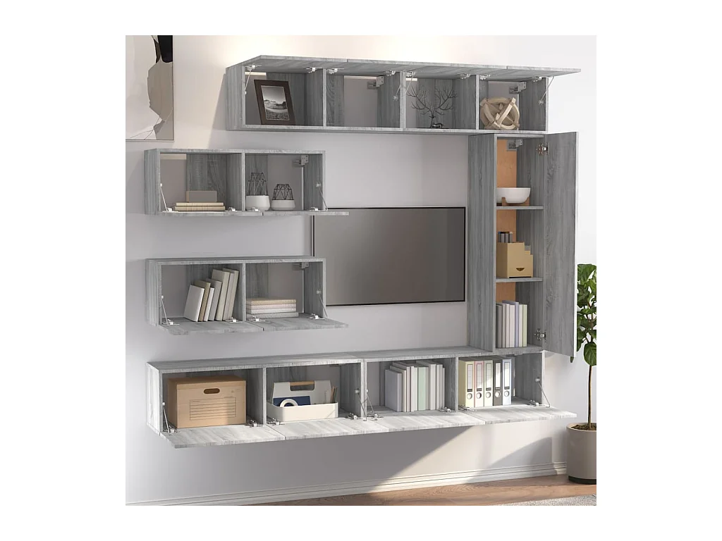 Ensemble de meubles TV | Bancs TV | Armoires TV 7 pcs Sonoma gris Bois d'ingénierie