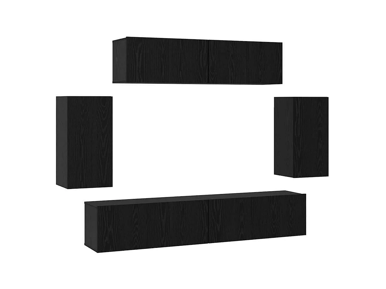 Mueble TV | Conjunto de Muebles para TV 6 pcs Roble negro 80 x 30 x 30 cm