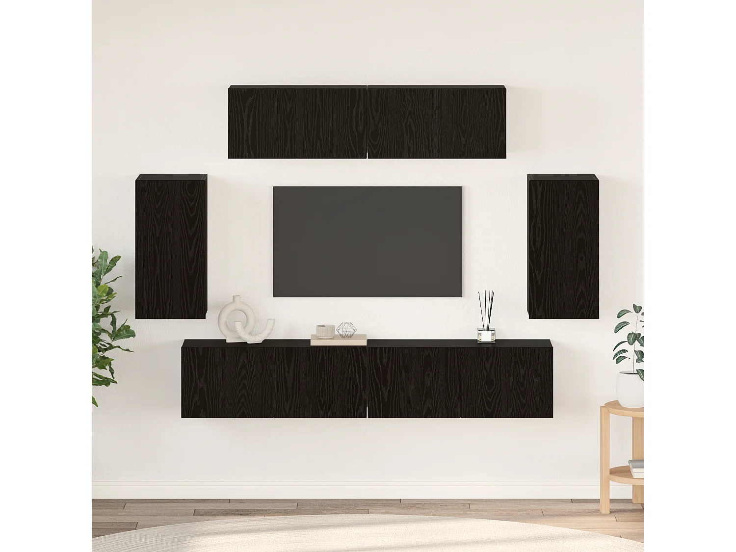Mueble TV | Conjunto de Muebles para TV 6 pcs Roble negro 80 x 30 x 30 cm