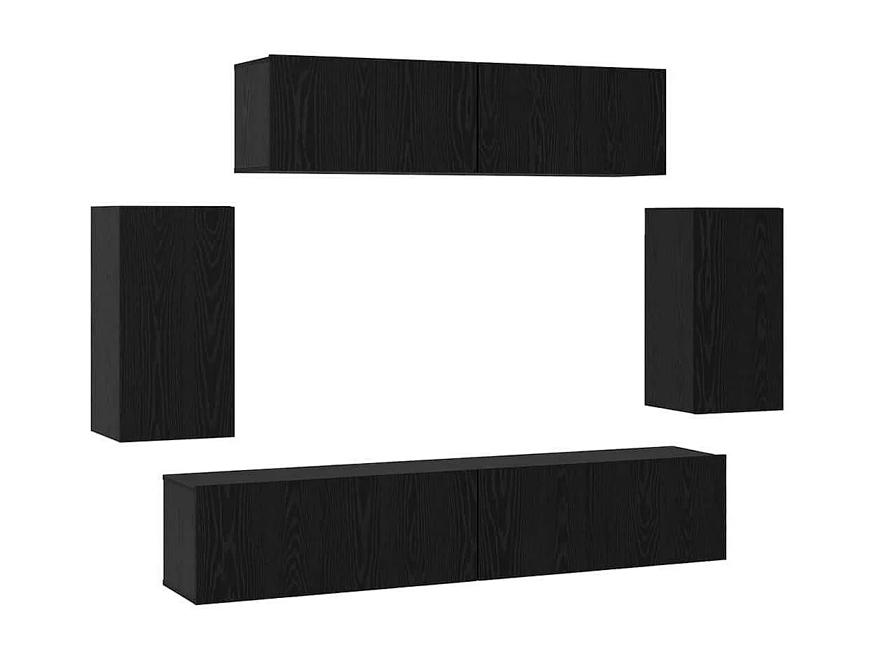 Mueble TV | Conjunto de Muebles para TV 6 pcs Roble negro 80 x 30 x 30 cm