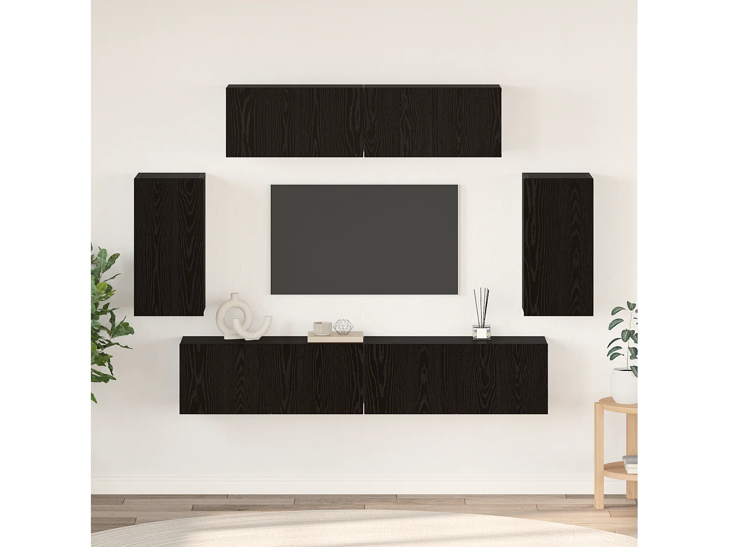 Mueble TV | Conjunto de Muebles para TV 6 pcs Roble negro 80 x 30 x 30 cm