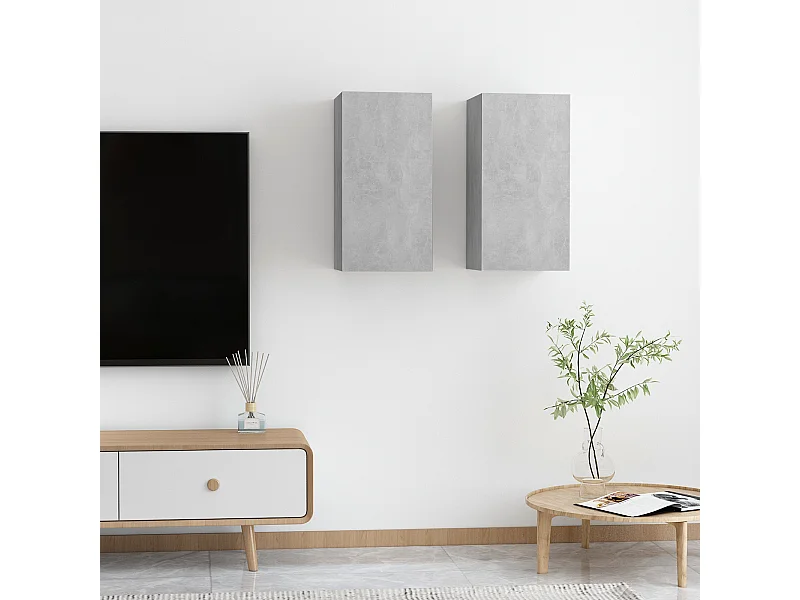 muebles para TV  | Gabinetes de TV |  Muebles de salón 2 uds contrachapada gris hormigón 30,5x30x60 cm