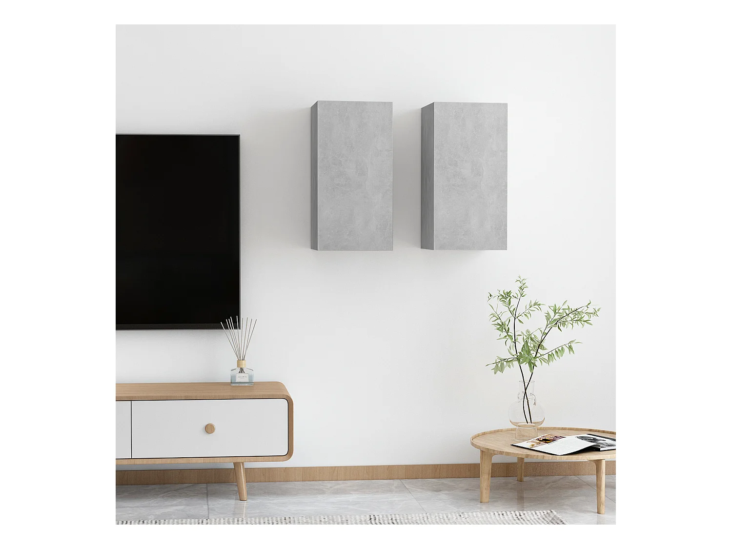 muebles para TV  | Gabinetes de TV |  Muebles de salón 2 uds contrachapada gris hormigón 30,5x30x60 cm