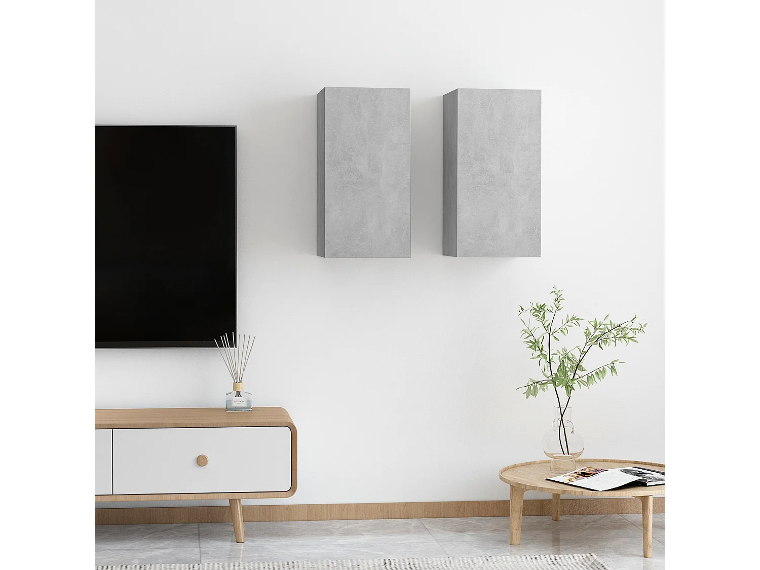 muebles para TV  | Gabinetes de TV |  Muebles de salón 2 uds contrachapada gris hormigón 30,5x30x60 cm