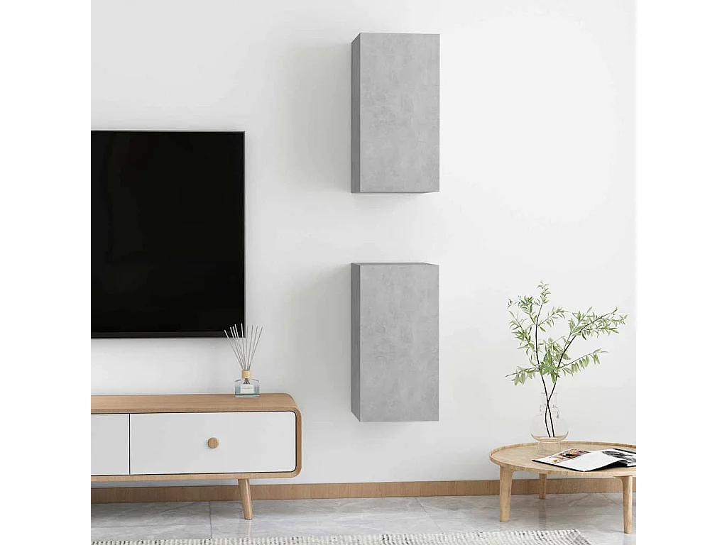muebles para TV  | Gabinetes de TV |  Muebles de salón 2 uds contrachapada gris hormigón 30,5x30x60 cm