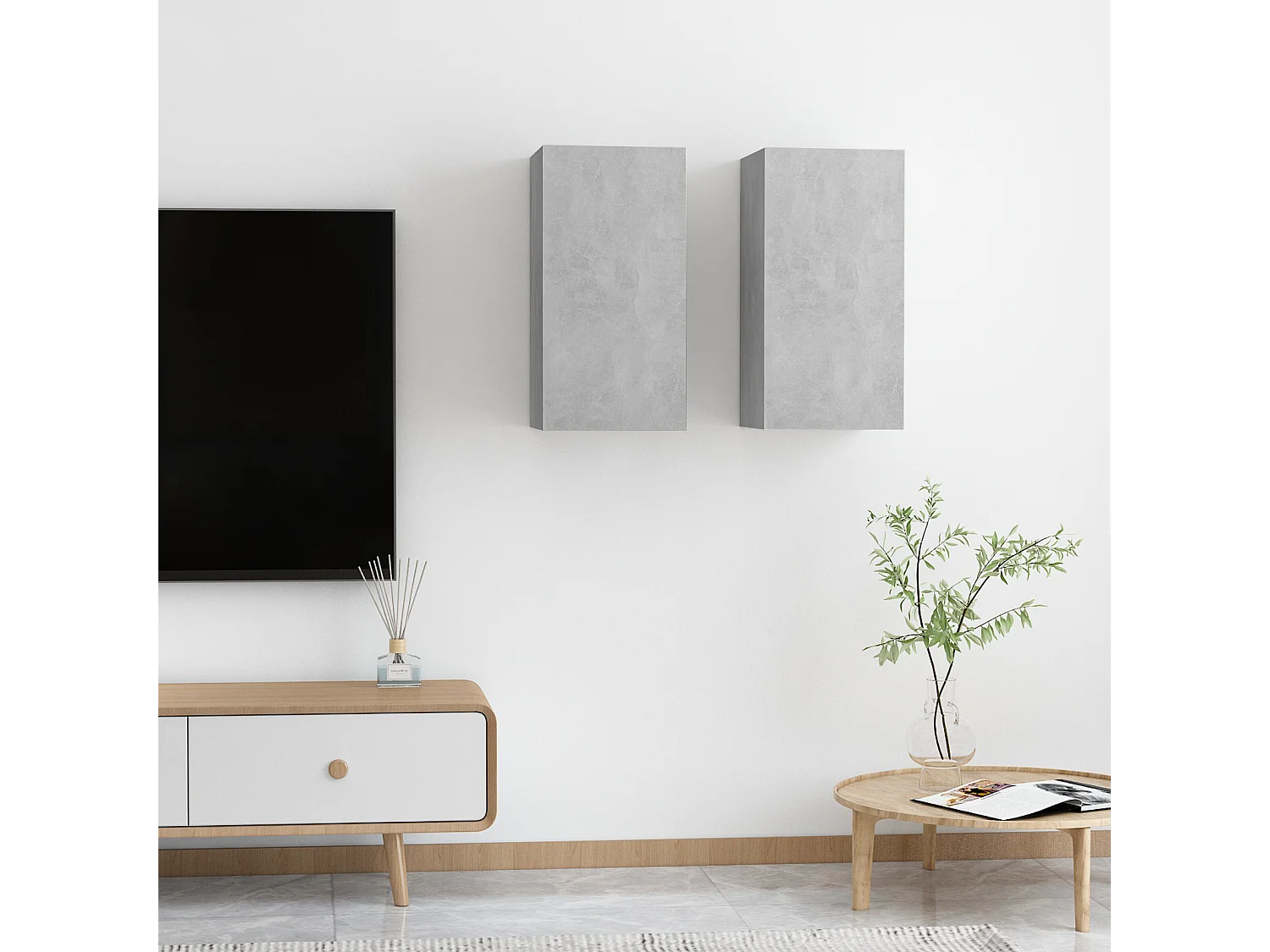 muebles para TV  | Gabinetes de TV |  Muebles de salón 2 uds contrachapada gris hormigón 30,5x30x60 cm
