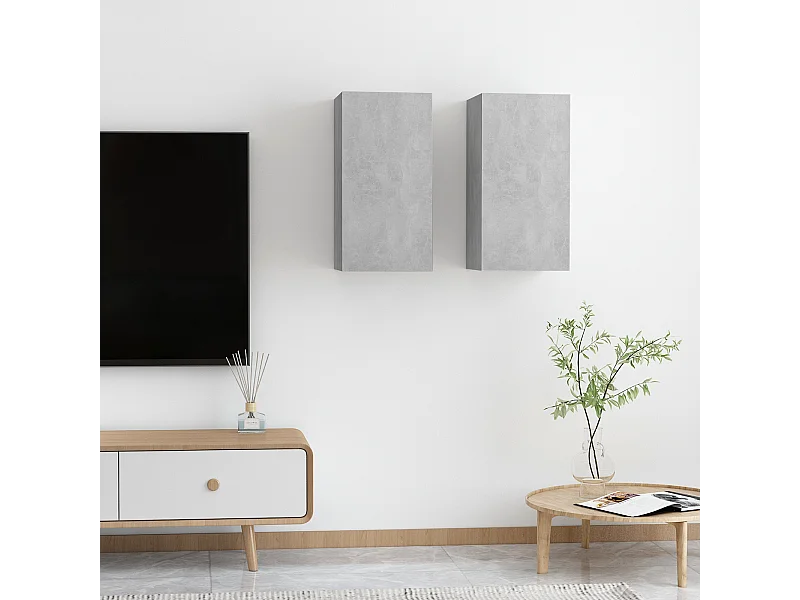 muebles para TV  | Gabinetes de TV |  Muebles de salón 2 uds contrachapada gris hormigón 30,5x30x60 cm
