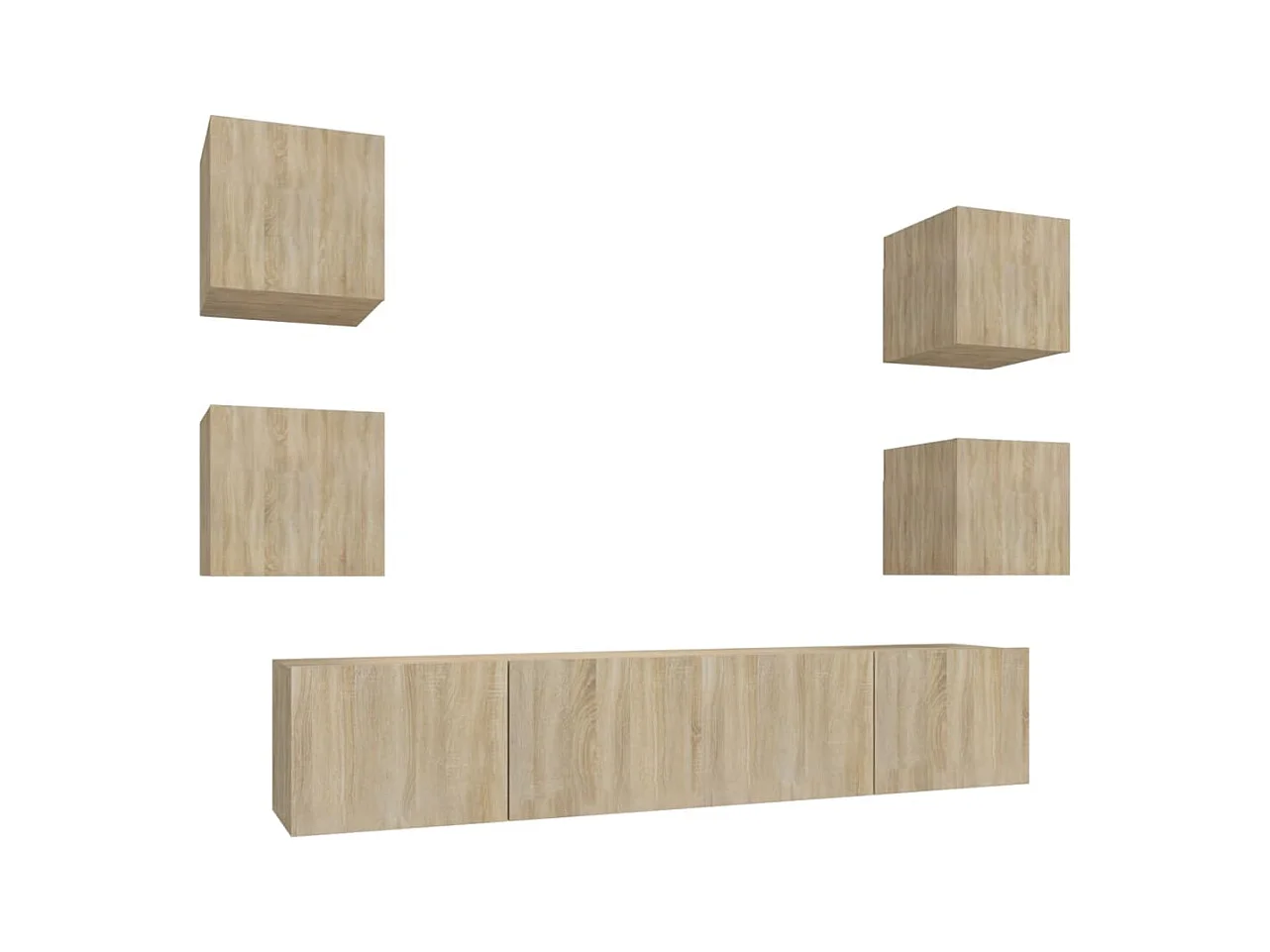 Set de muebles para TV  | Gabinetes de TV |  Muebles de salón 6 pzas madera contrachapada roble sonoma