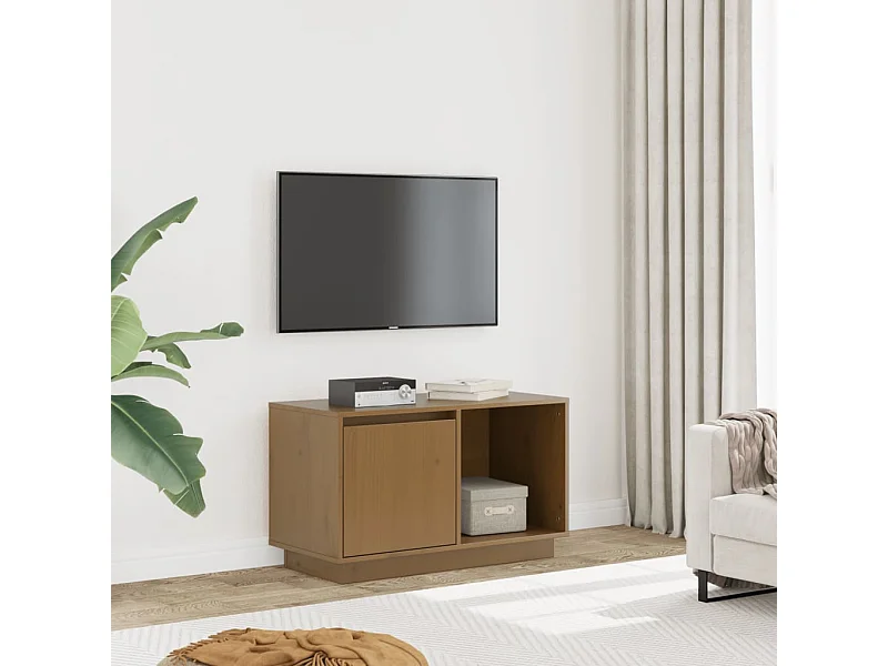 Mueble de TV | Mueble de salón madera maciza de pino marrón miel 74x35x44 cm