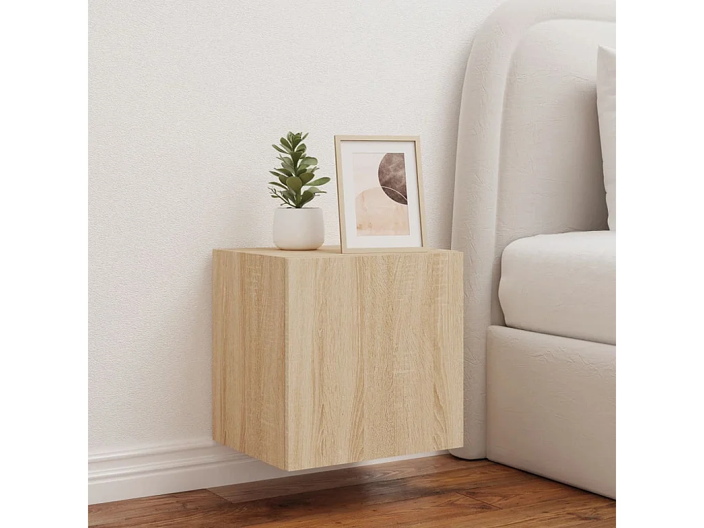 Meuble TV | Banc TV | Armoire TV mural avec lumières LED chêne sonoma 40,5x35x40 cm