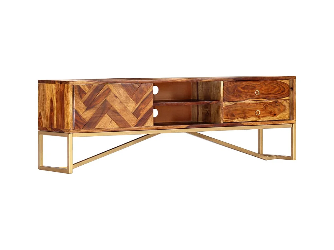 Mueble para TV  | Gabinete de TV |  Mueble de salón madera maciza de acacia 140x30x45 cm