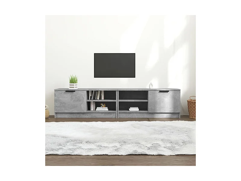 Mueble de TV | Mueble de salón 2 pzas madera contrachapada hormigón 80x35x36,5 cm