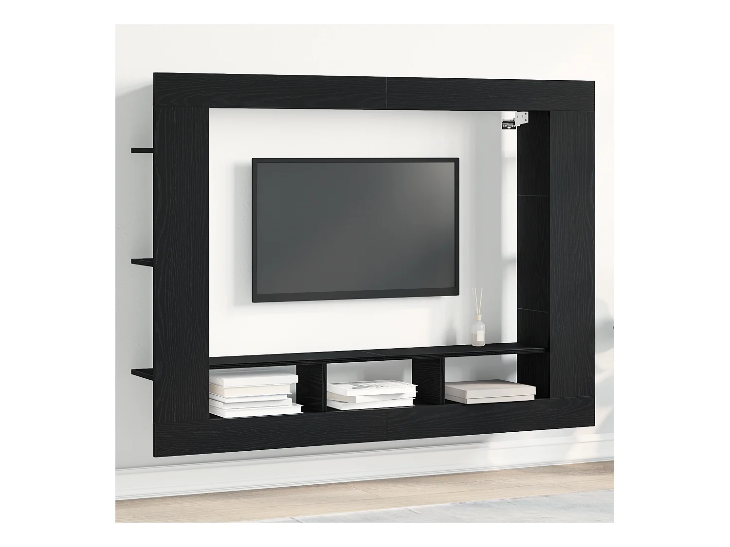 Meuble TV | Banc TV | Armoire TV mural Chêne noir 152x22x113 cm