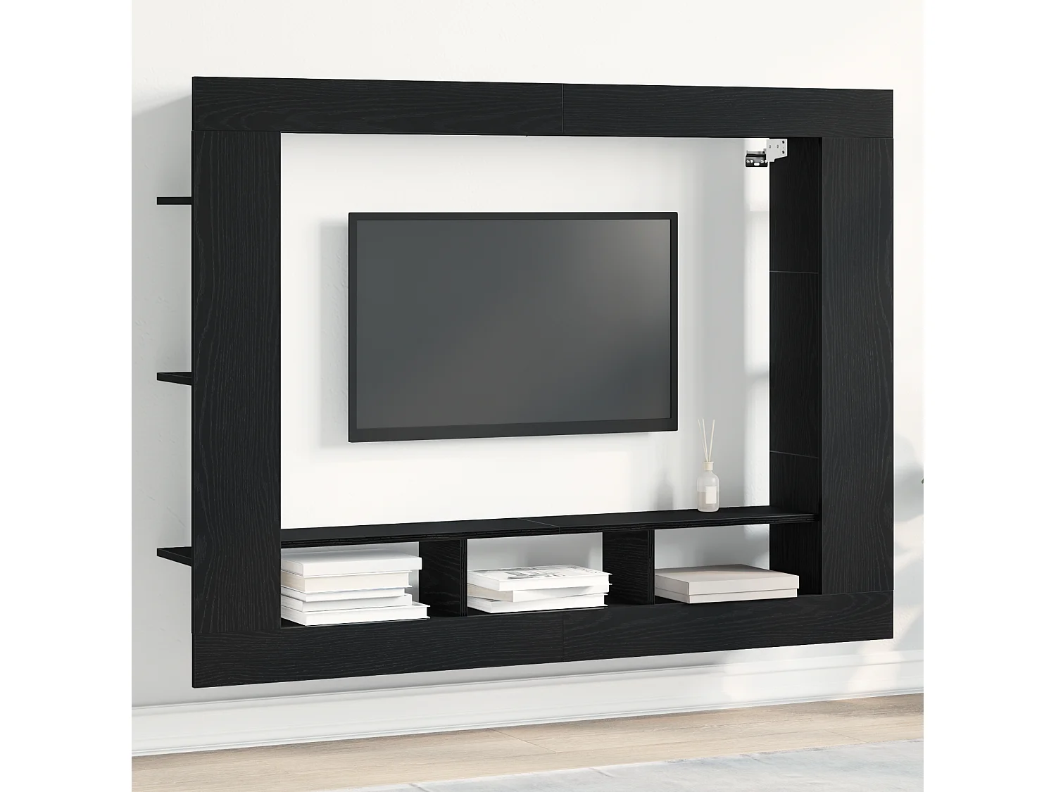 Gabinete de TV | Mueble de TV | Mueble de salón Roble negro 152 x 22 x 113 cm