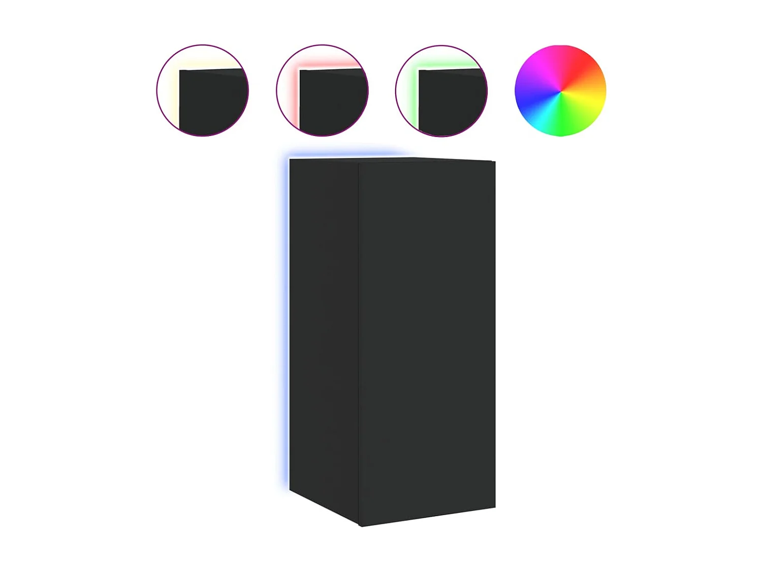 Mueble de TV | Mueble de salón de pared con luces LED negro 30,5x35x70 cm