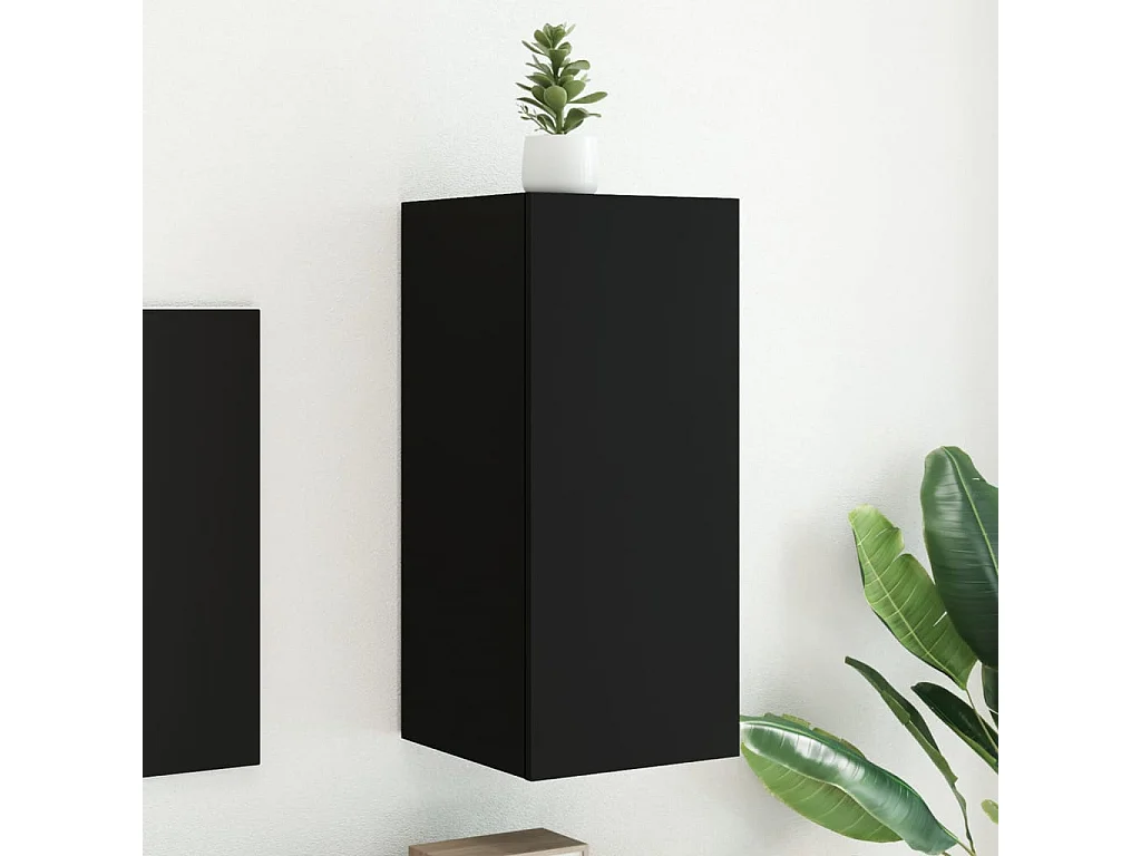 Tv-wandmeubel | Tv-Bank | TV-kast met LED-verlichting 30,5x35x70 cm zwart