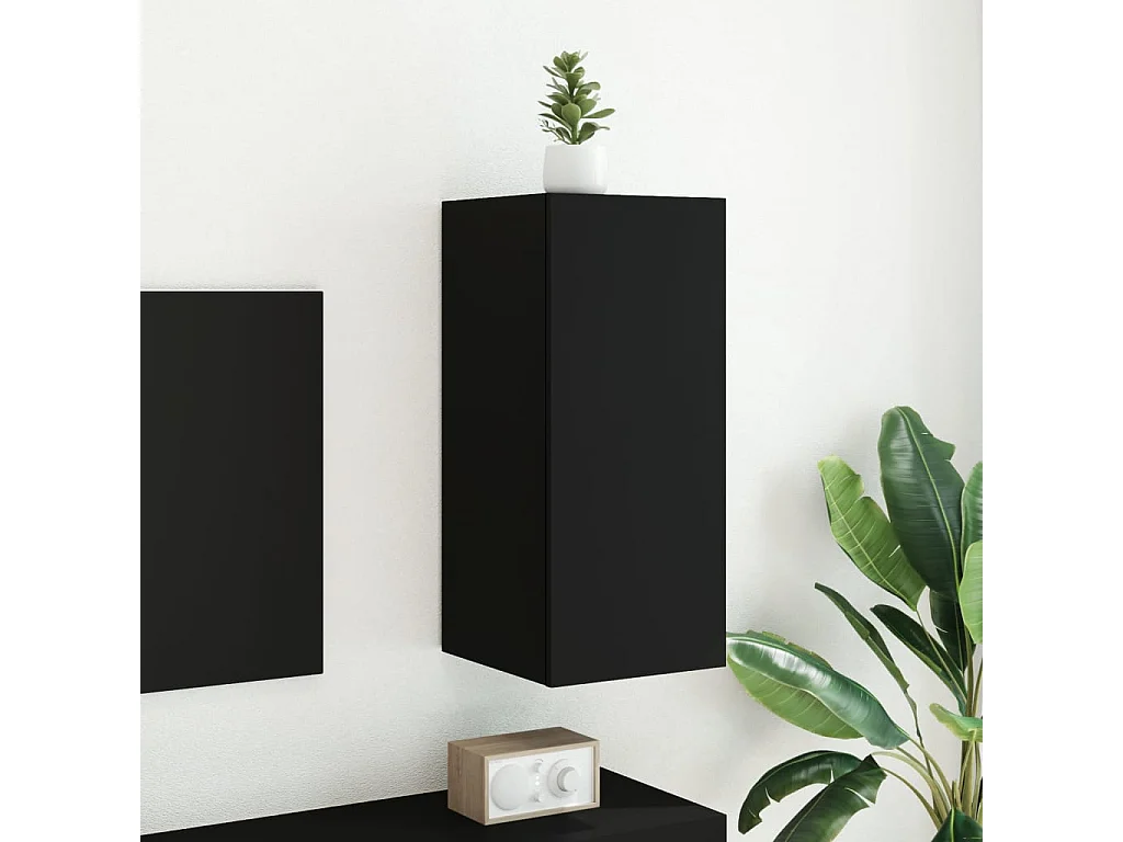 Tv-wandmeubel | Tv-Bank | TV-kast met LED-verlichting 30,5x35x70 cm zwart