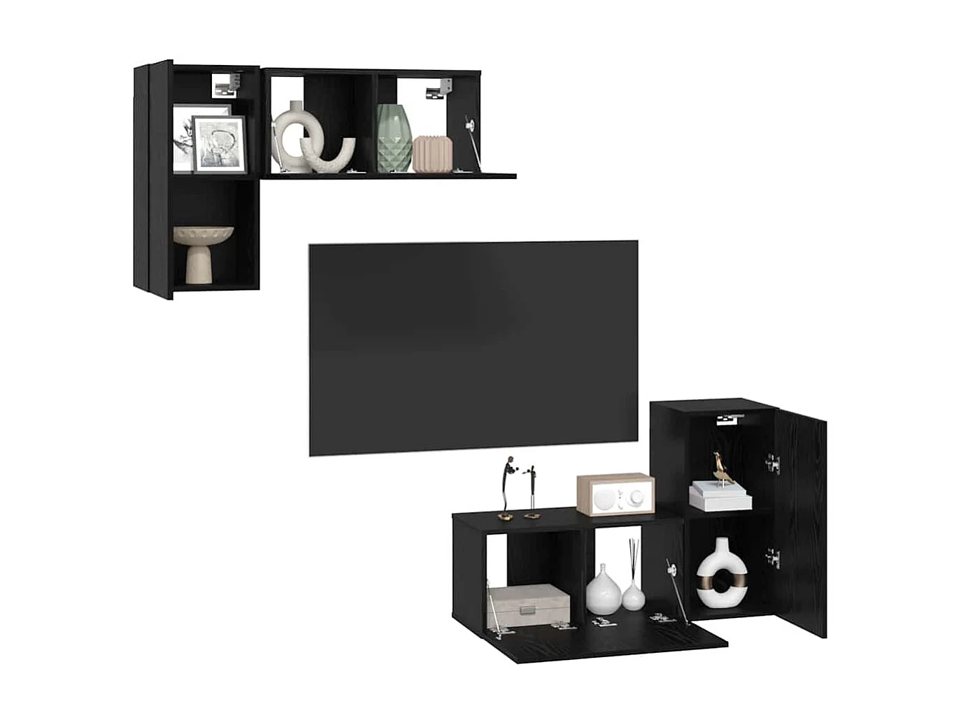 TV-kast | Tv-meubel | Tv-Bank met plank met opslag met de deur 4 pcs Zwart eiken 60 x 30 x 30 cm