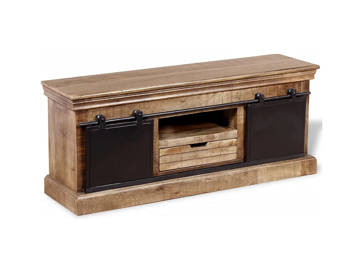 Mueble TV | Gabinete de TV | Mueble de salón 2 puertas correderas madera maciza mango 110x30x45 cm