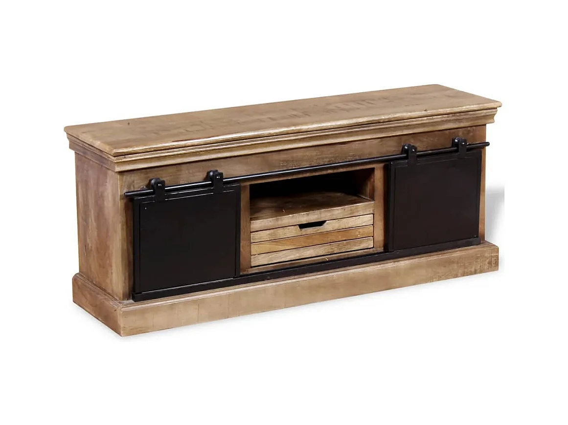 Mueble TV | Gabinete de TV | Mueble de salón 2 puertas correderas madera maciza mango 110x30x45 cm