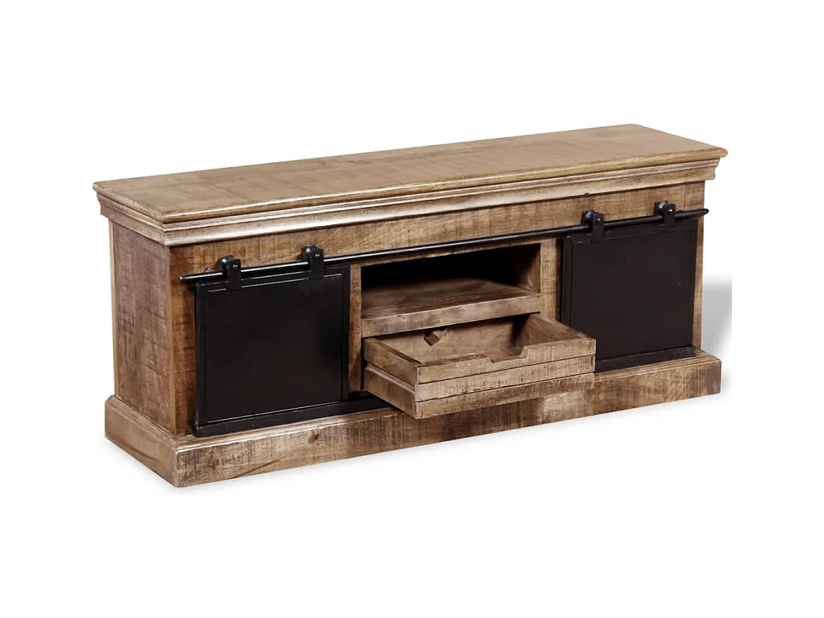 Mueble TV | Gabinete de TV | Mueble de salón 2 puertas correderas madera maciza mango 110x30x45 cm