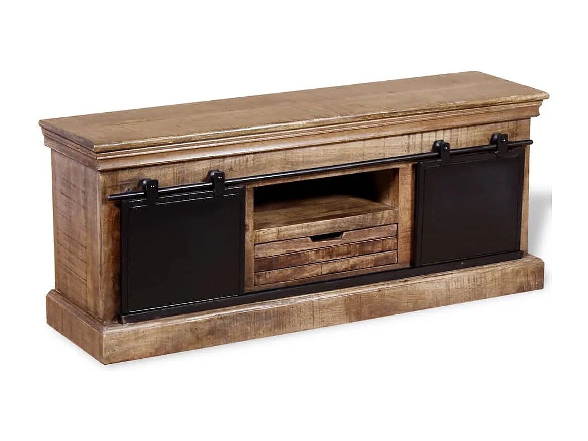 Meuble TV | Banc TV | Armoire TV avec 2 portes coulissantes Bois de manguier massif