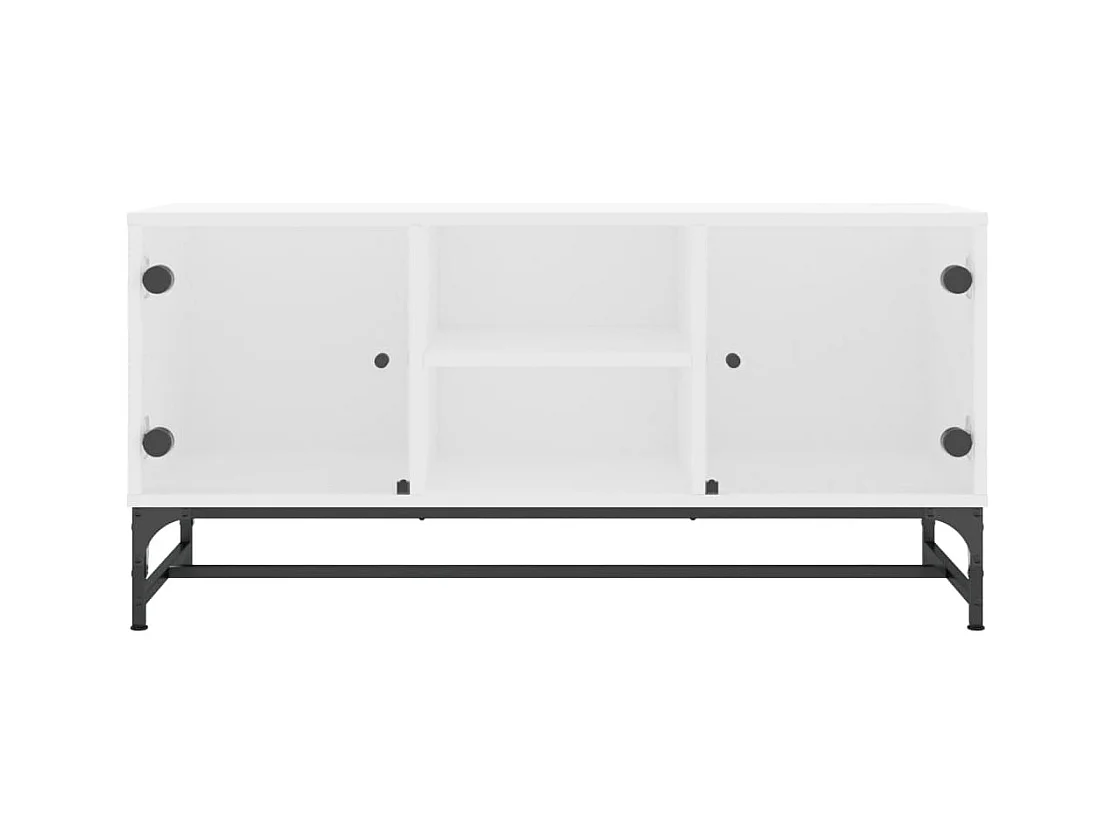 Mueble de TV | Mueble de salón con puertas de vidrio blanco 102x37x50 cm