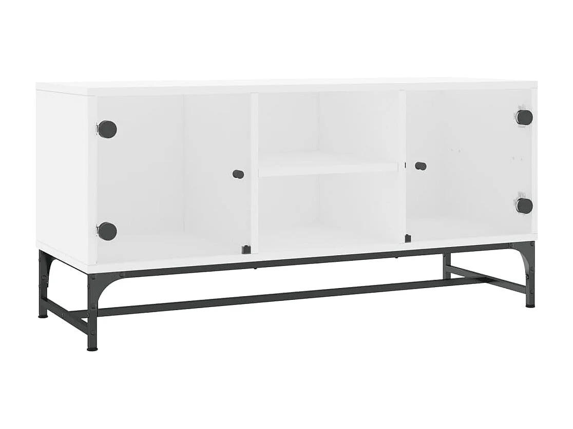 Mueble de TV | Mueble de salón con puertas de vidrio blanco 102x37x50 cm