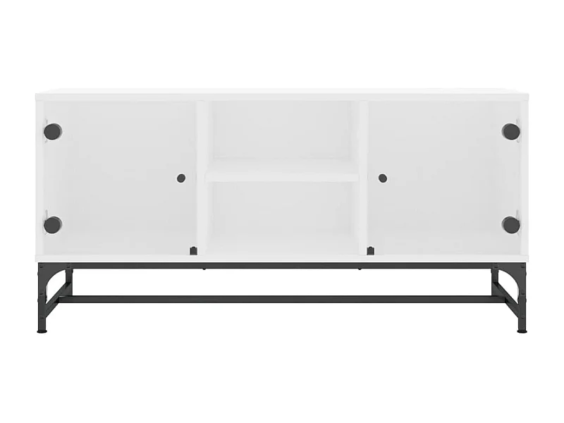 Meuble TV | Banc TV | Armoire TV avec portes en verre blanc 102x37x50 cm