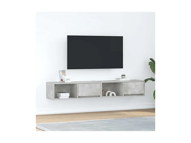 Tv-meubels | Tv-Banken | TV-kasten 2 st 80x31x25,5 cm bewerkt hout betongrijs