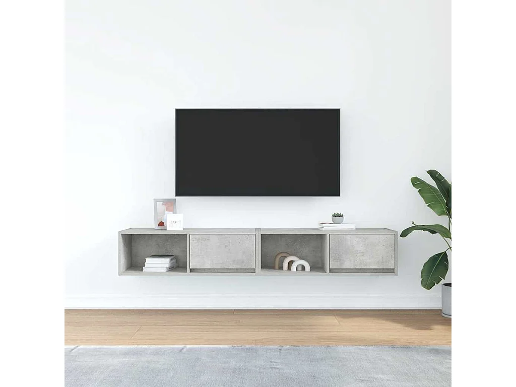 Tv-meubels | Tv-Banken | TV-kasten 2 st 80x31x25,5 cm bewerkt hout betongrijs