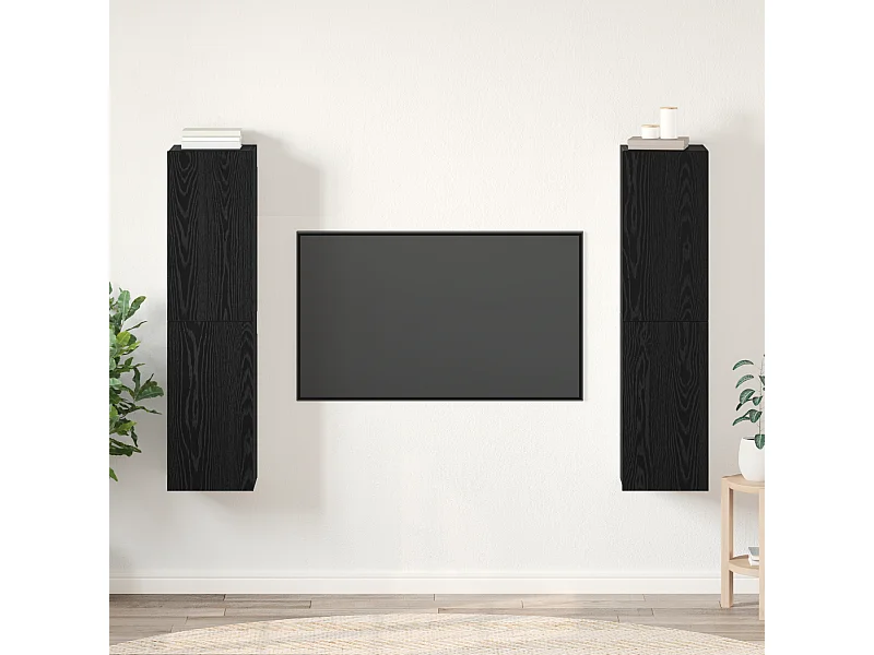 Mueble TV | Conjunto de Muebles para Televisión 4 pcs Roble negro