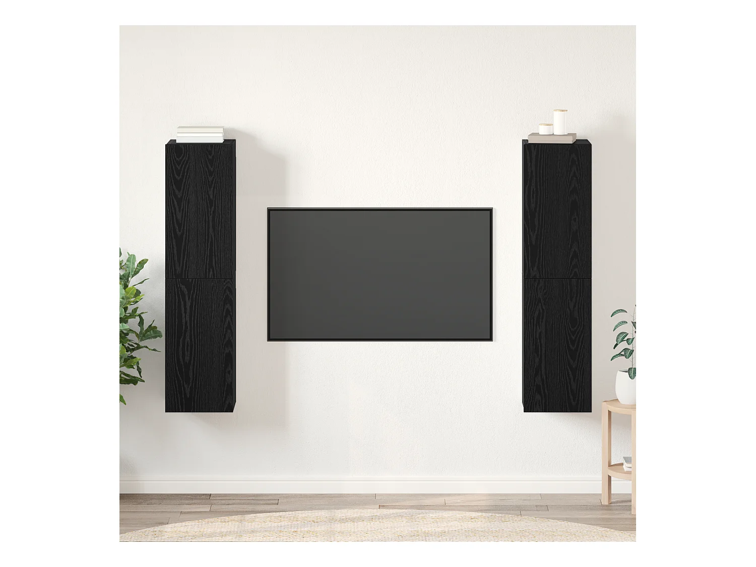 Mueble TV | Conjunto de Muebles para Televisión 4 pcs Roble negro