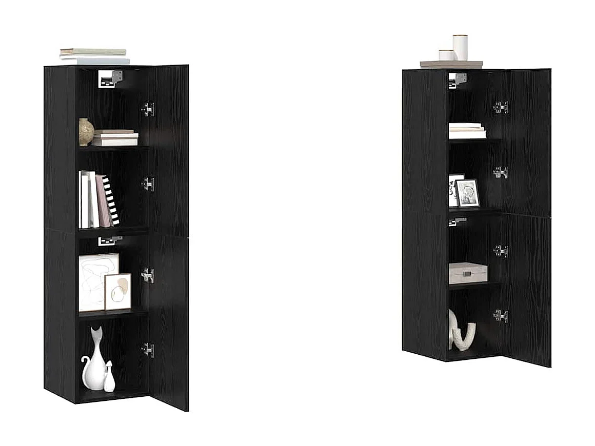 Mueble TV | Conjunto de Muebles para Televisión 4 pcs Roble negro